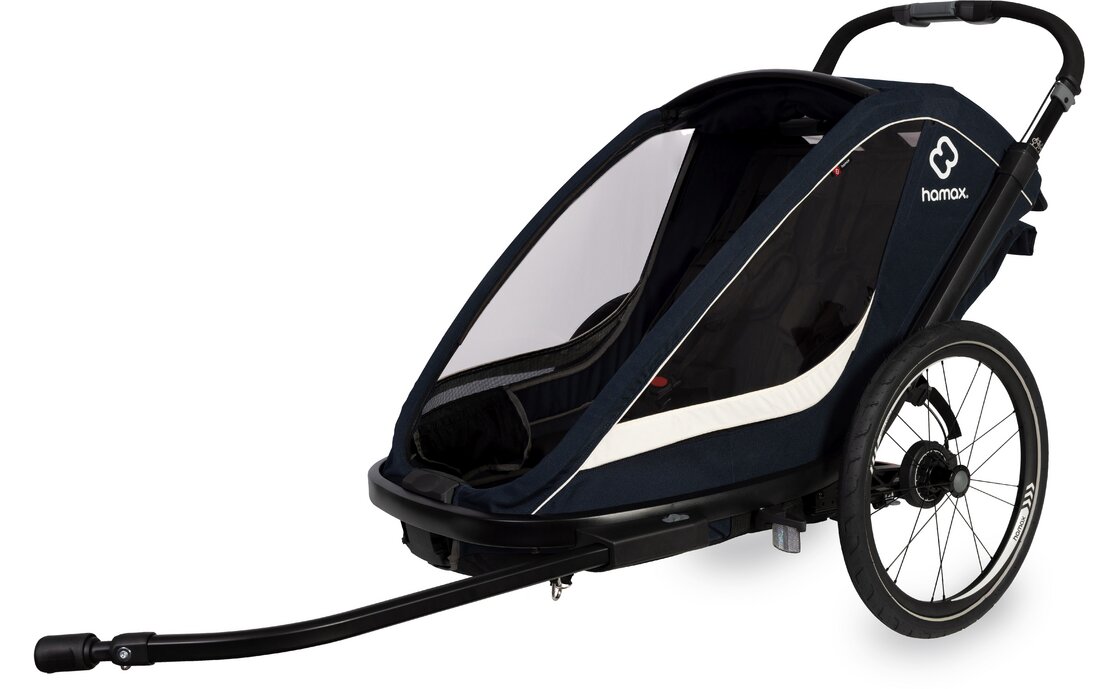 Kinder-Fahrradanhänger Hamax Breeze Zweisitzer mit Deichsel und Buggyrad – Bild 12