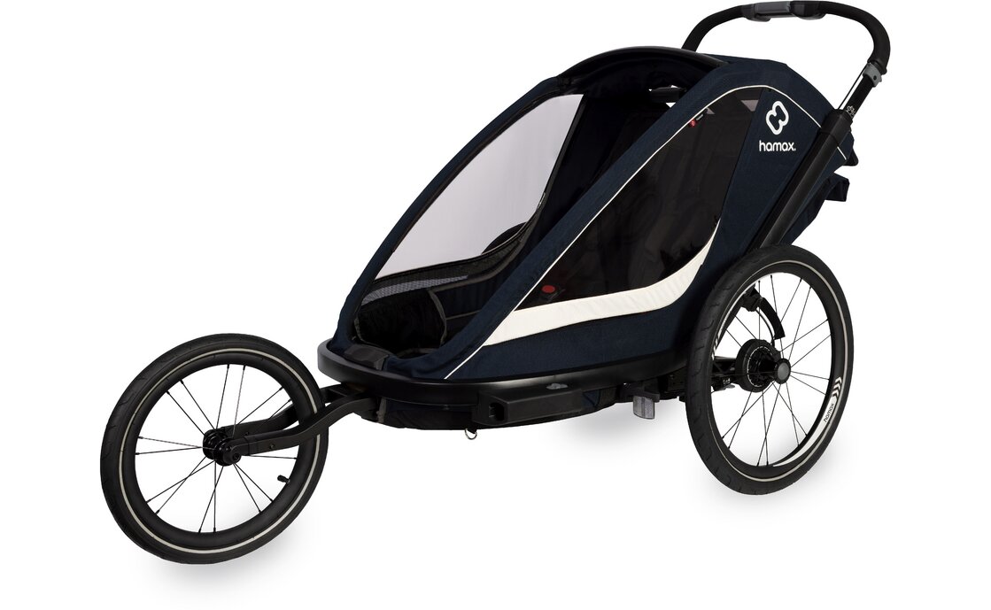 Kinder-Fahrradanhänger Hamax Breeze Zweisitzer mit Deichsel und Buggyrad – Bild 13