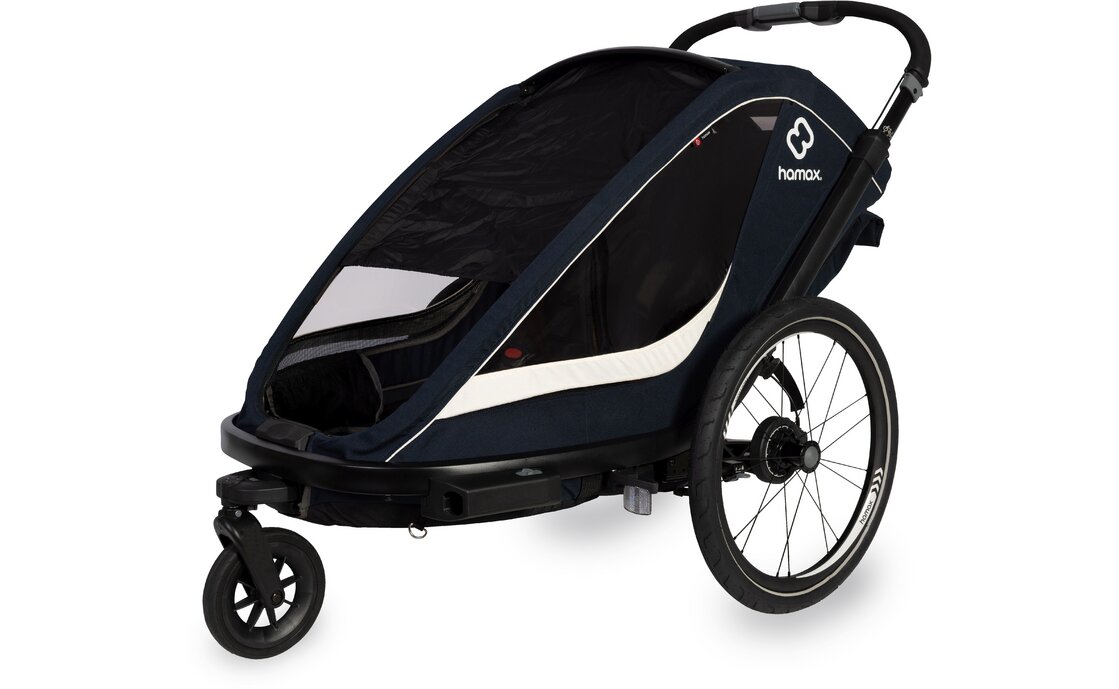 Kinder-Fahrradanhänger Hamax Breeze Zweisitzer mit Deichsel und Buggyrad – Bild 15