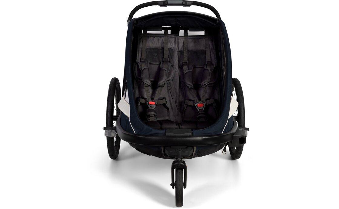 Kinder-Fahrradanhänger Hamax Breeze Zweisitzer mit Deichsel und Buggyrad – Bild 16