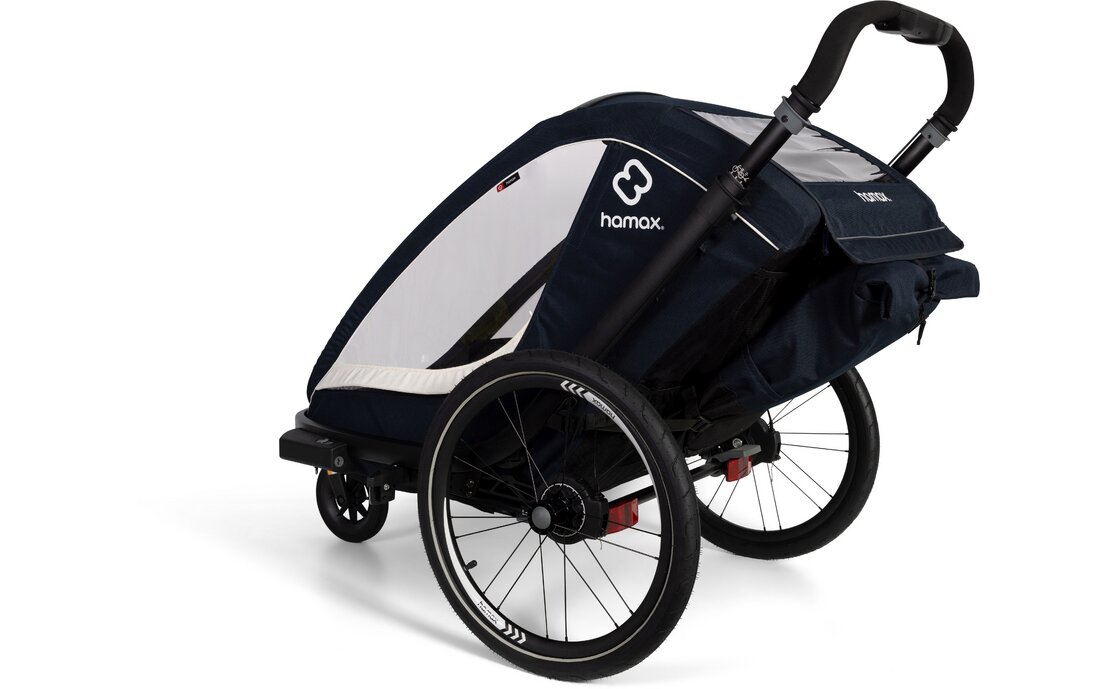 Kinder-Fahrradanhänger Hamax Breeze Zweisitzer mit Deichsel und Buggyrad – Bild 17