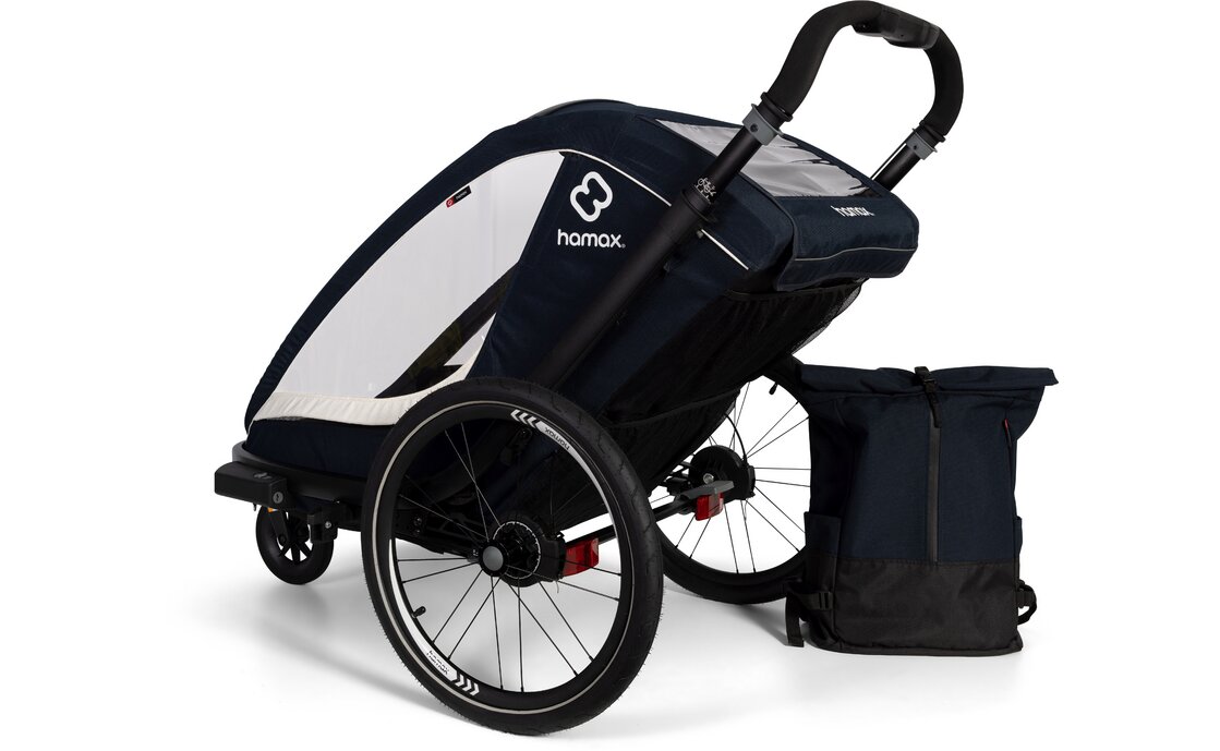 Kinder-Fahrradanhänger Hamax Breeze Zweisitzer mit Deichsel und Buggyrad – Bild 18