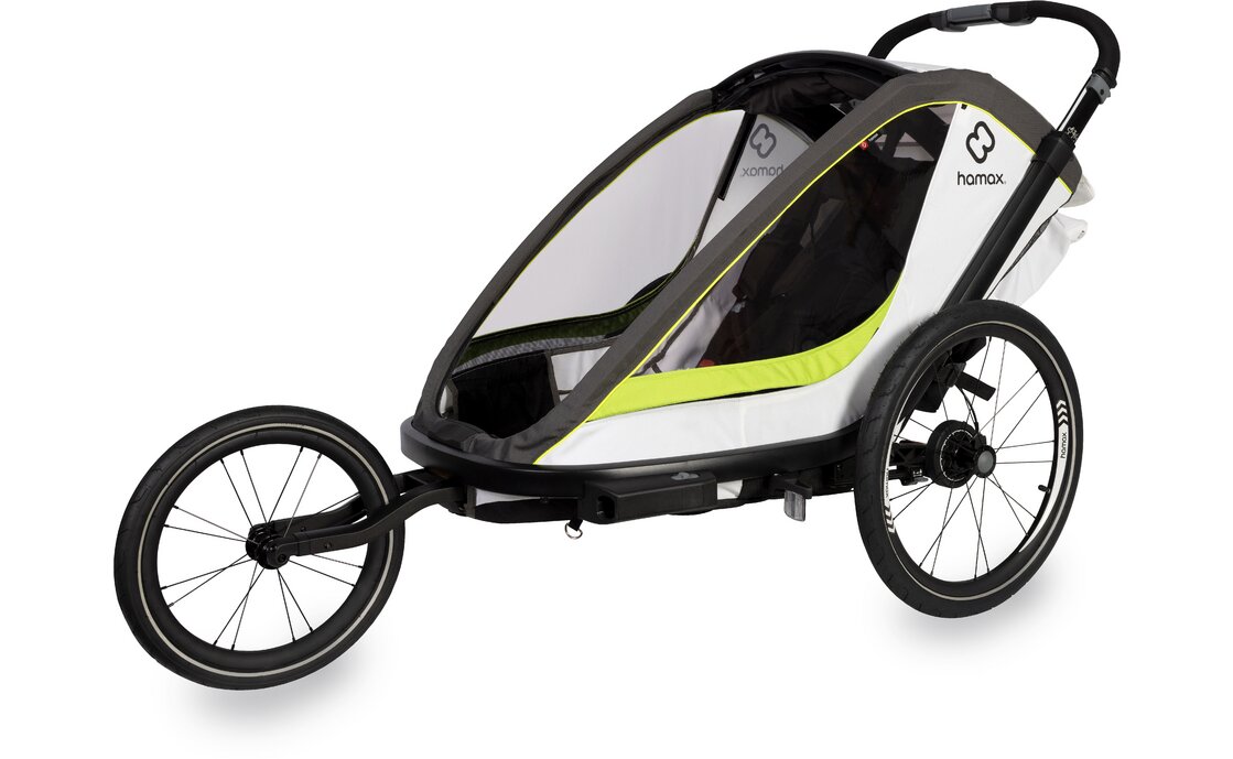 Kinder-Fahrradanhänger Hamax Breeze Zweisitzer mit Deichsel und Buggyrad – Bild 3