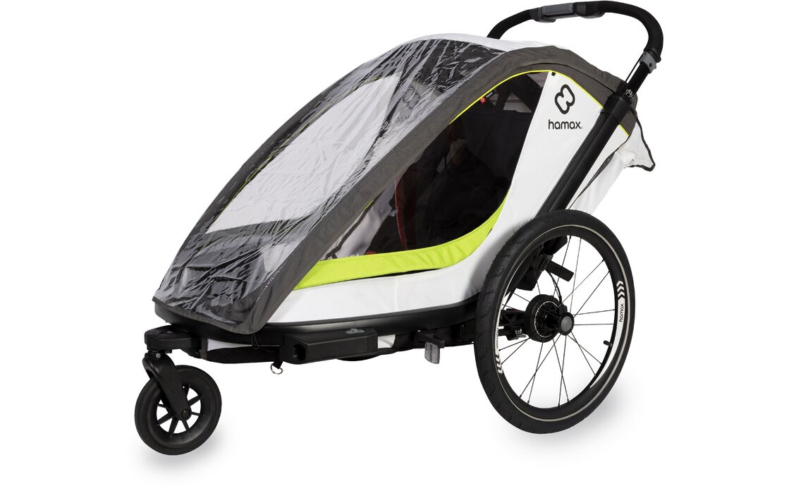 Kinder-Fahrradanhänger Hamax Breeze Zweisitzer mit Deichsel und Buggyrad – Bild 4