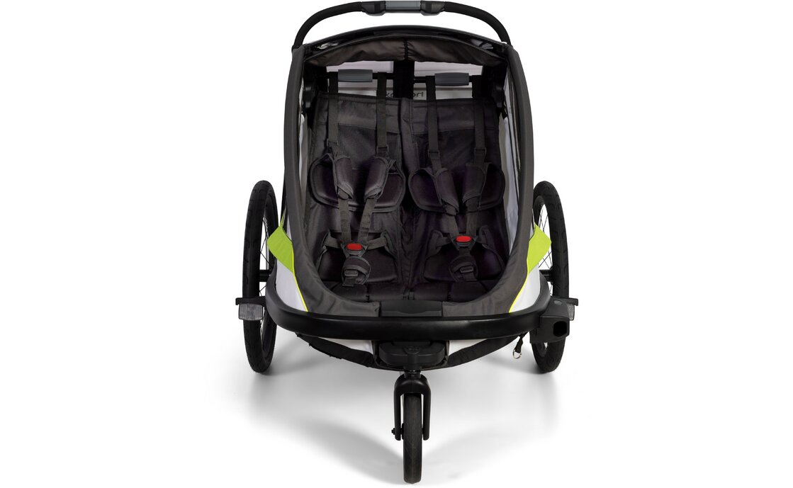 Kinder-Fahrradanhänger Hamax Breeze Zweisitzer mit Deichsel und Buggyrad – Bild 5