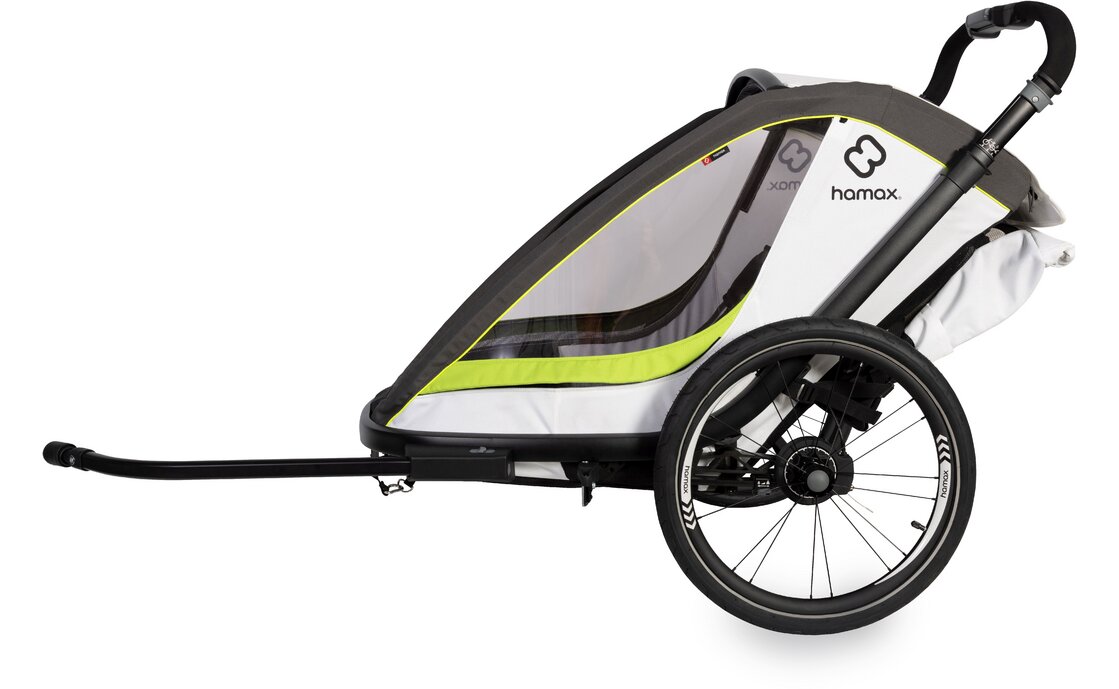 Kinder-Fahrradanhänger Hamax Breeze Zweisitzer mit Deichsel und Buggyrad – Bild 7