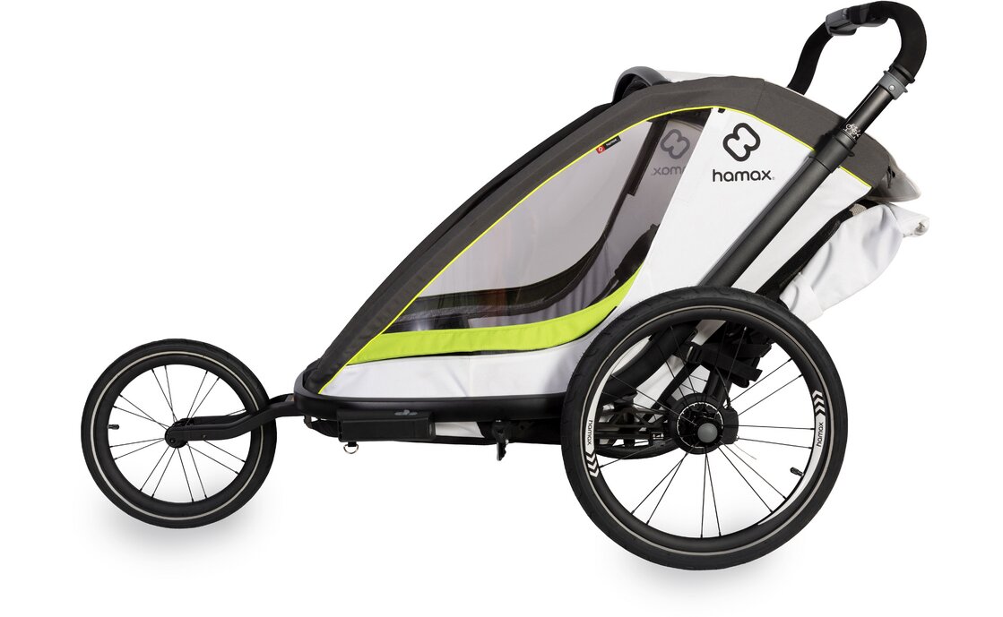 Kinder-Fahrradanhänger Hamax Breeze Zweisitzer mit Deichsel und Buggyrad – Bild 8