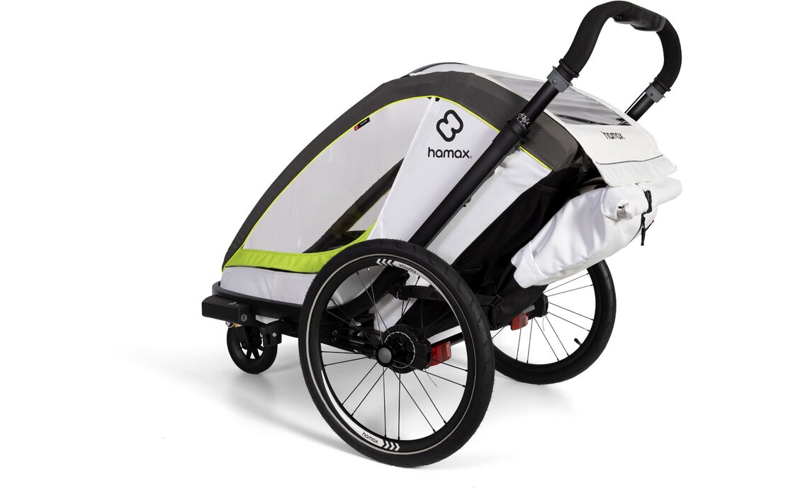 Kinder-Fahrradanhänger Hamax Breeze Zweisitzer mit Deichsel und Buggyrad – Bild 9