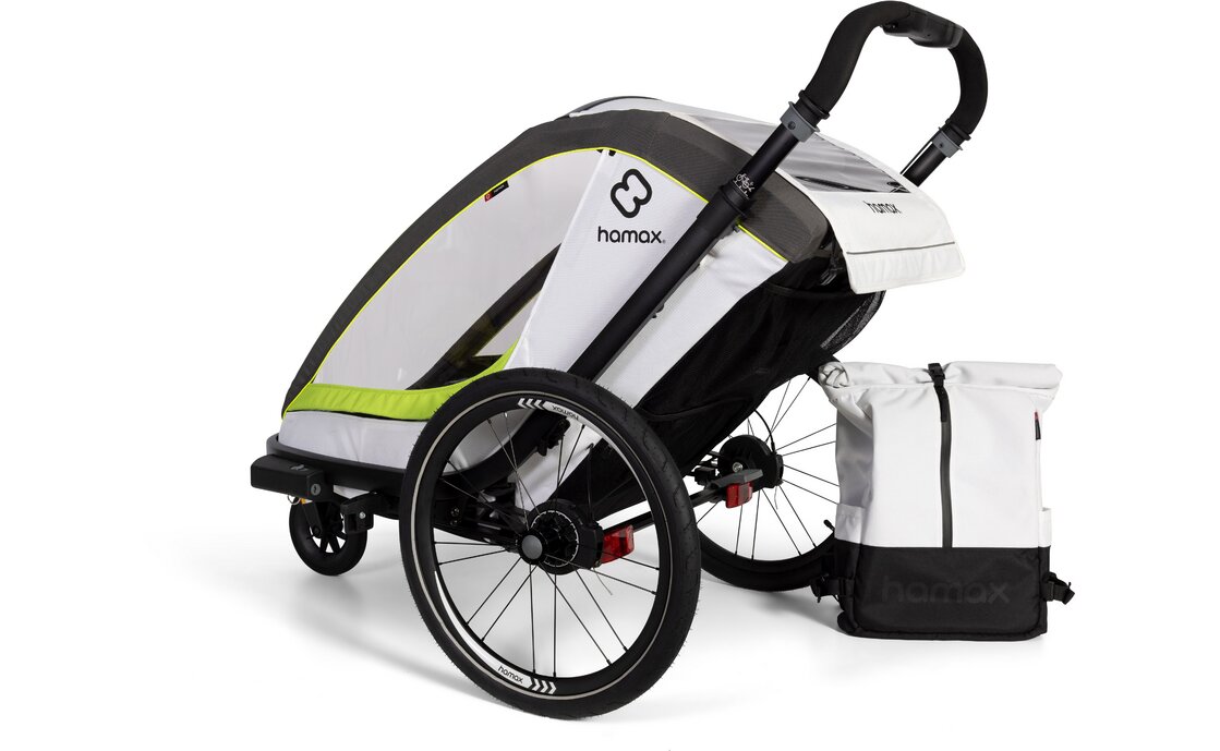 Kinder-Fahrradanhänger Hamax Breeze Zweisitzer mit Deichsel und Buggyrad – Bild 10