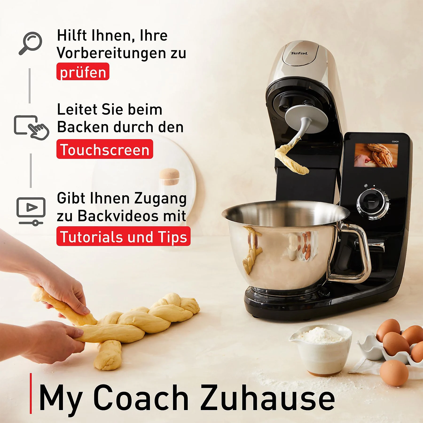 Küchenmaschine Tefal QB9518 i-Coach Touch Schwarz/Edelstahl – Bild 3