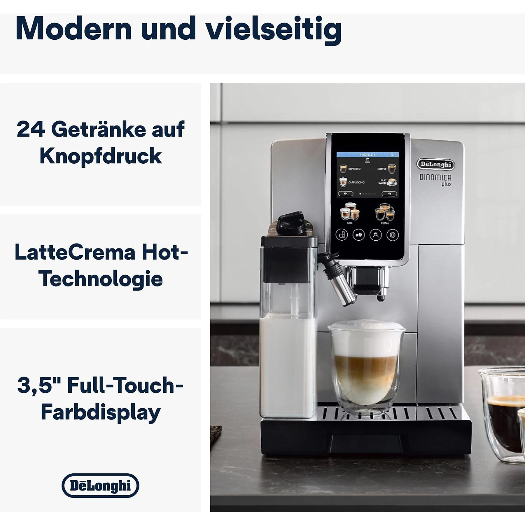 Kaffeevollautomat Delonghi Dinamica Plus Silber/Schwarz – Bild 4