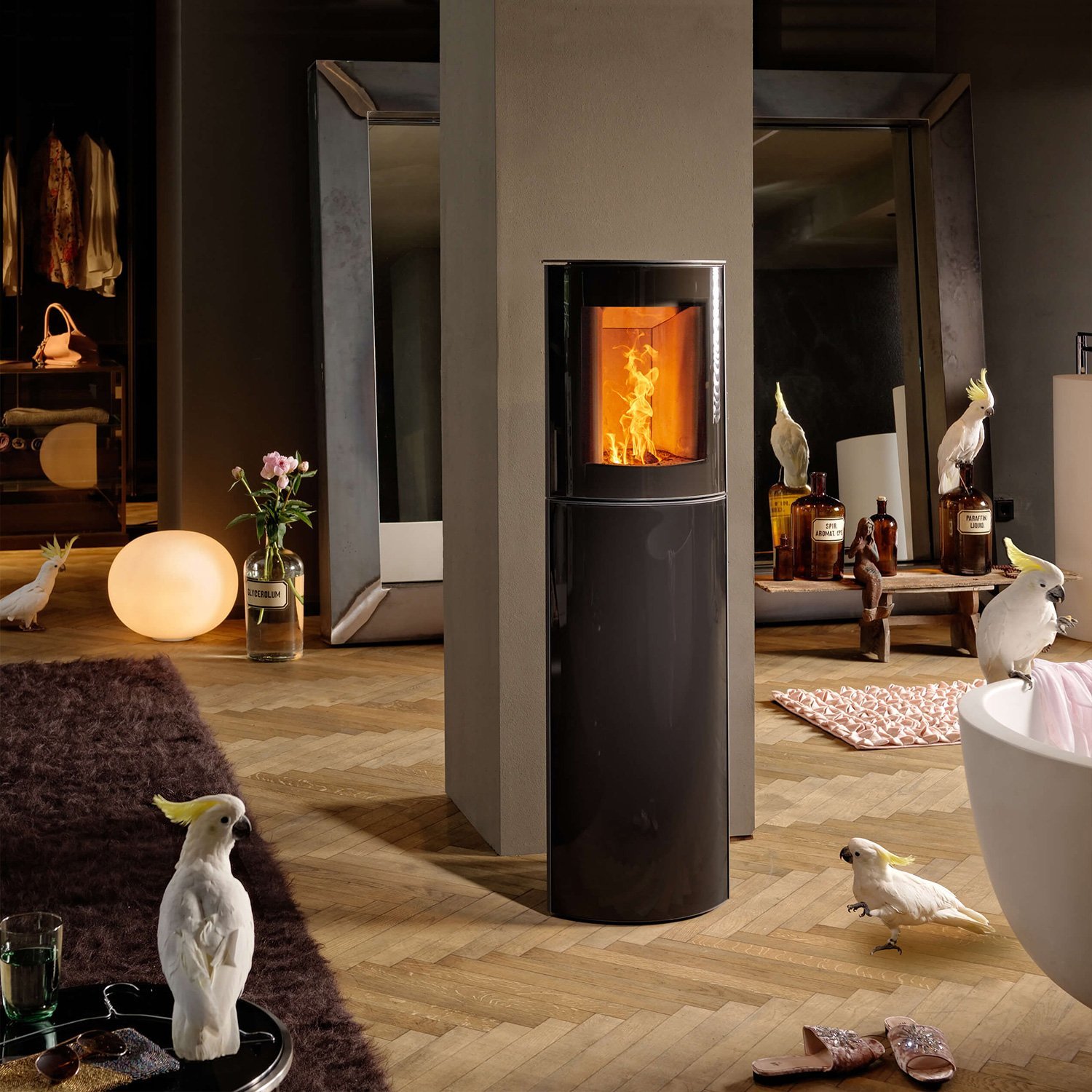 Austroflamm Mr. Wu Brikettofen Stahl Schwarz / Glasfront – Bild 3