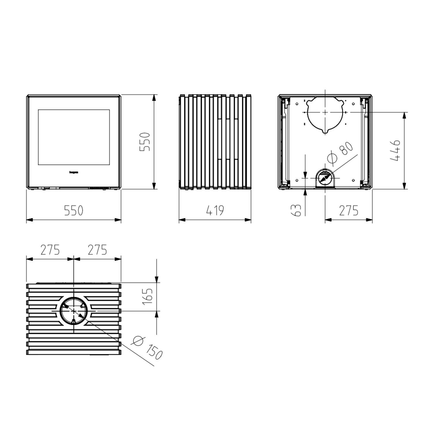 Hergom Glance MVP Kaminofen Gusseisen Schwarz – Bild 2