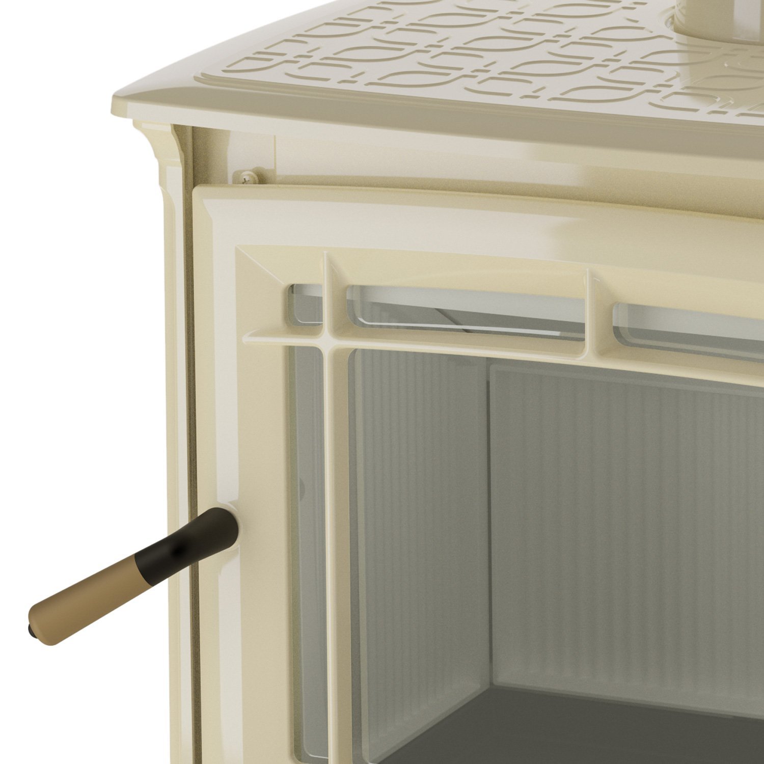 Hergom Shelburne Kaminofen Gusseisen Beige emailliert – Bild 8